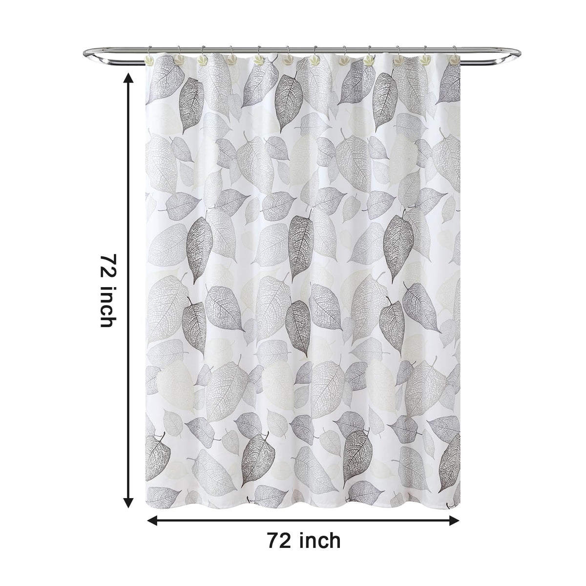 Grey Hollow Leaf Shower Curtain (Whispering Leaves / 72"W x 72"L (Pack of 1))
