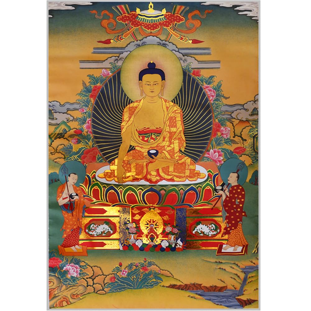 Shakyamuni Thangka Tibetan Thangka Art (Shakyamuni / 47.2"L x 32.3"W)