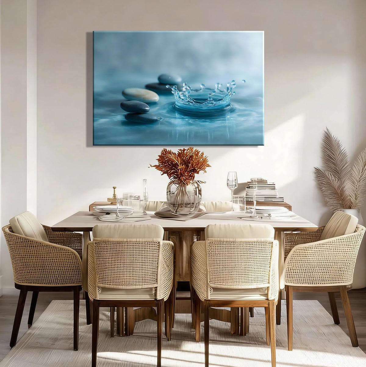 Framed Zen Water Ripple Canvas Wall Art (Pictures3 / 12"L x 8"W)