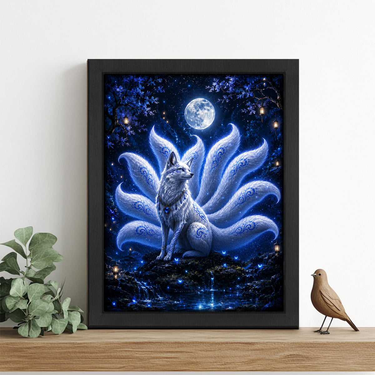 Nine Tailed Fox Decor Wall Art (Wall Art Framed 22 / 24"L x 16"W)