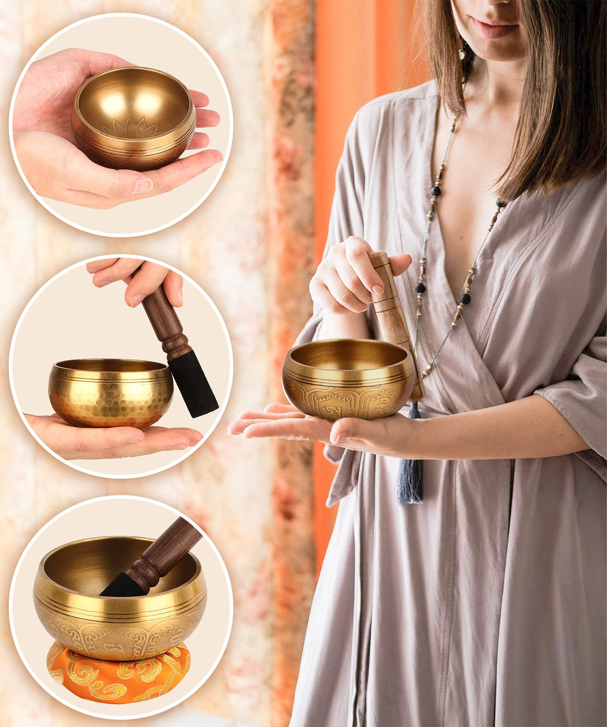 Tibetan Singing Bowls (Yellow / 4 inch)