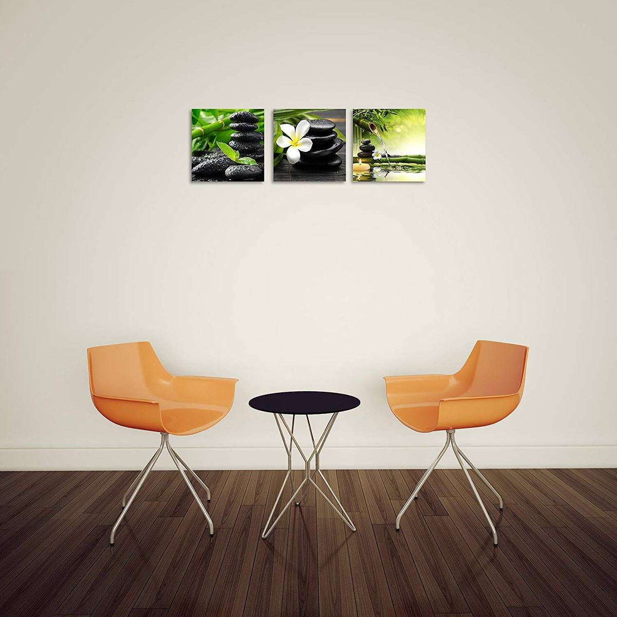 3 Panel Zen Canvas Wall Art Still Life SPA Stone Green Bamboo White Frangipani Flower Pictures Prints on Canvas for Home Office Kitchen Wall Decor Stretched and Framed Each Panel 12x12inch (12x12inchx3 / Still Life Spa Stone)
