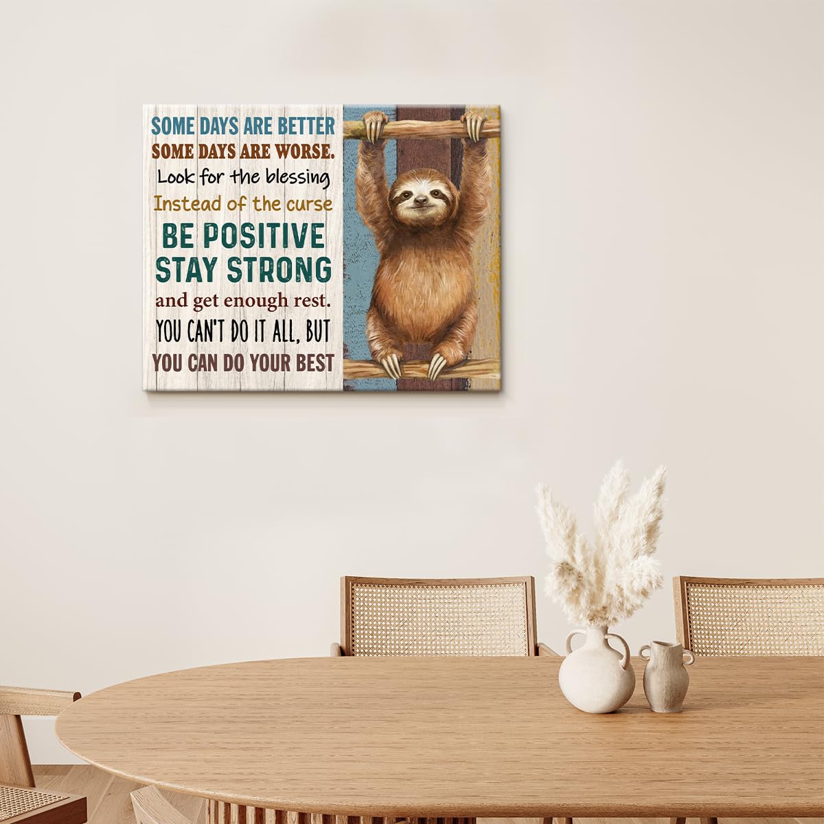 Inspirational Sloth Canvas Wall Art Sloth Motivational Poster Wall Decor (Sloth)