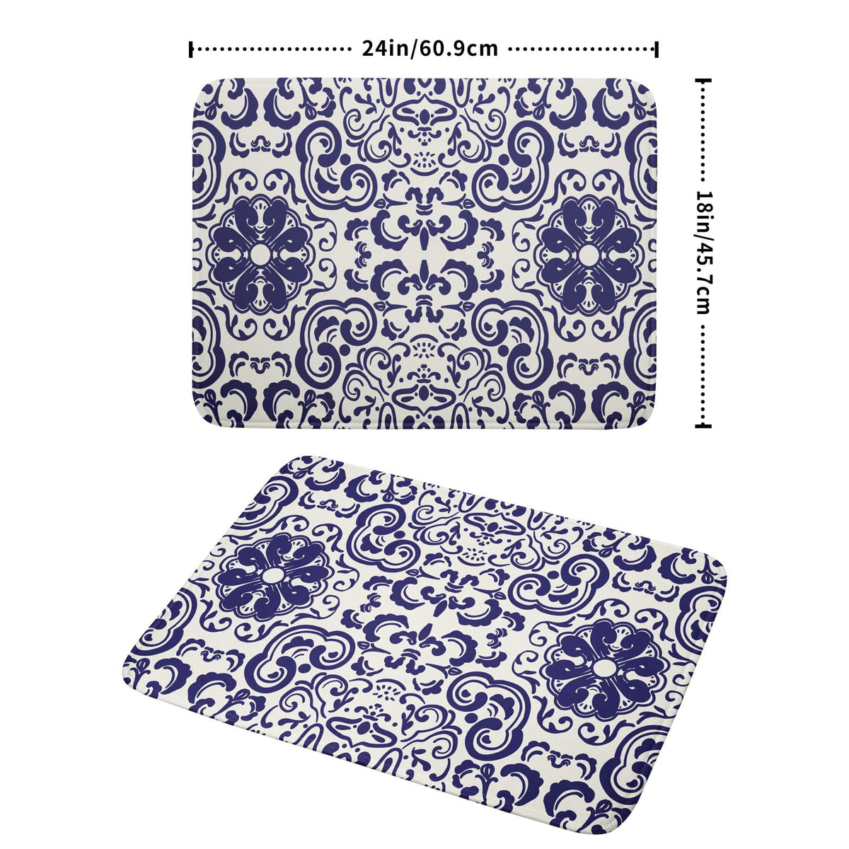 Boho Ethnic Design Dish Drying Mat for Kitchen Counter (Blue Boho Mandala230807 / 18" x 24")