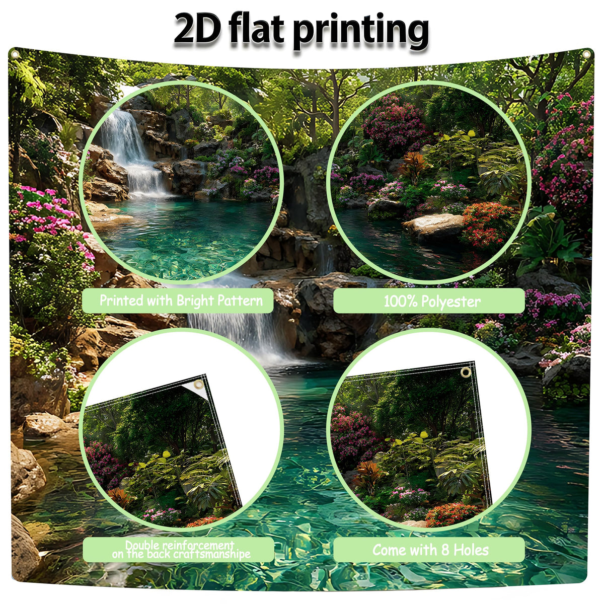 Garage Door Banner Cover 6x13 ft (Rainforest Waterfall)