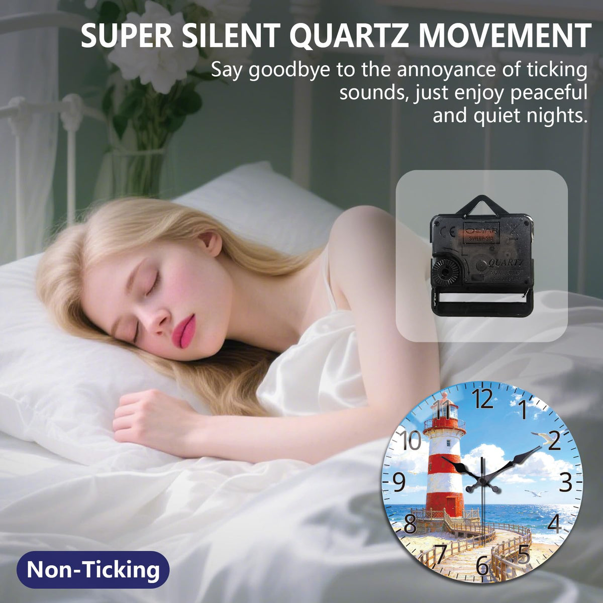 Summer Lighthouse Wall Clocks Battery Operated (Summer Lighthouse)