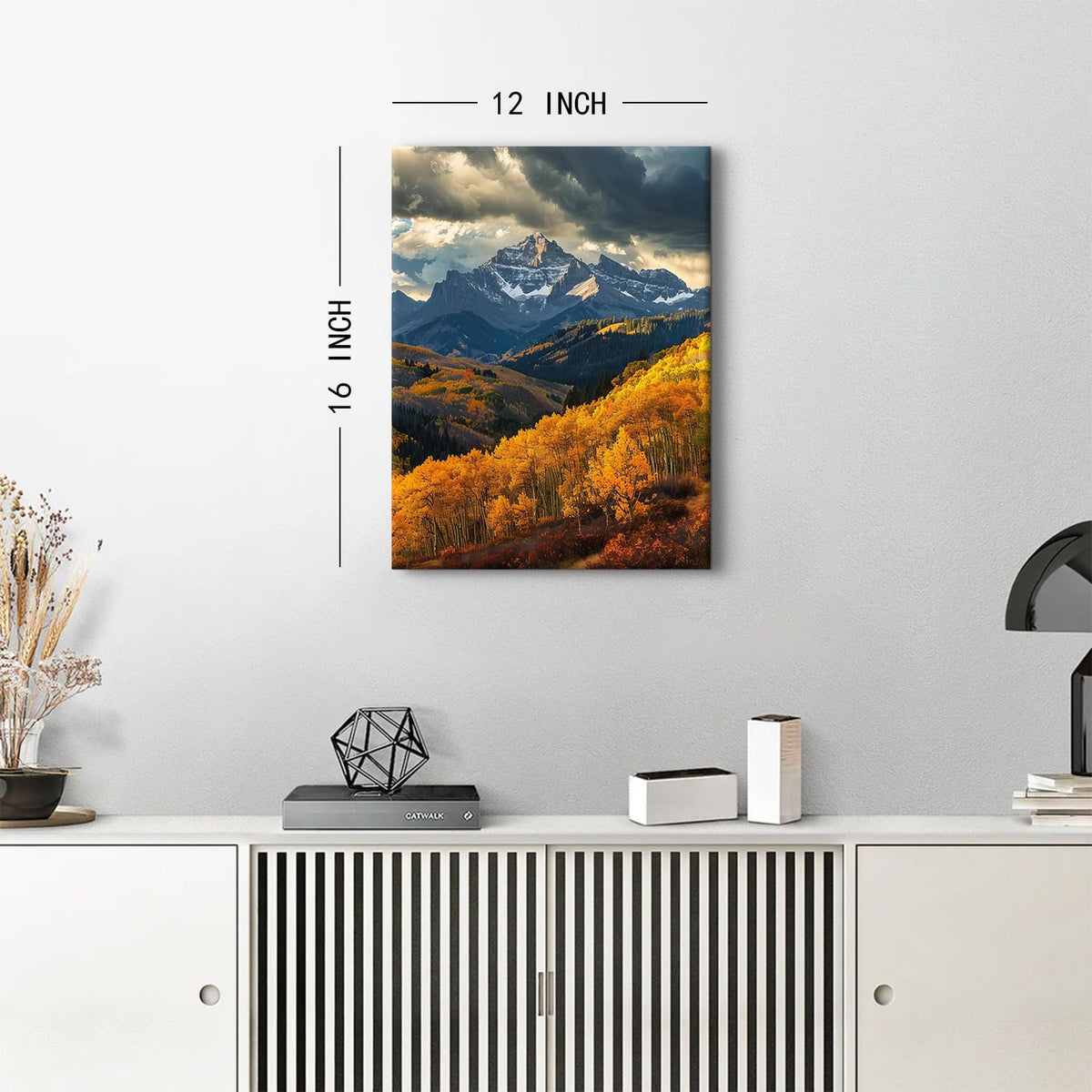 Mountain Wall Art for Living Room Autumn Forest Wall Art Nature Trees Pictures Wall Decor National Park Posters Orange Foggy Mountains Painting Woodland Artwork for Office Home Decorations 12x16" (16"L x 12"W / Fall Forest)
