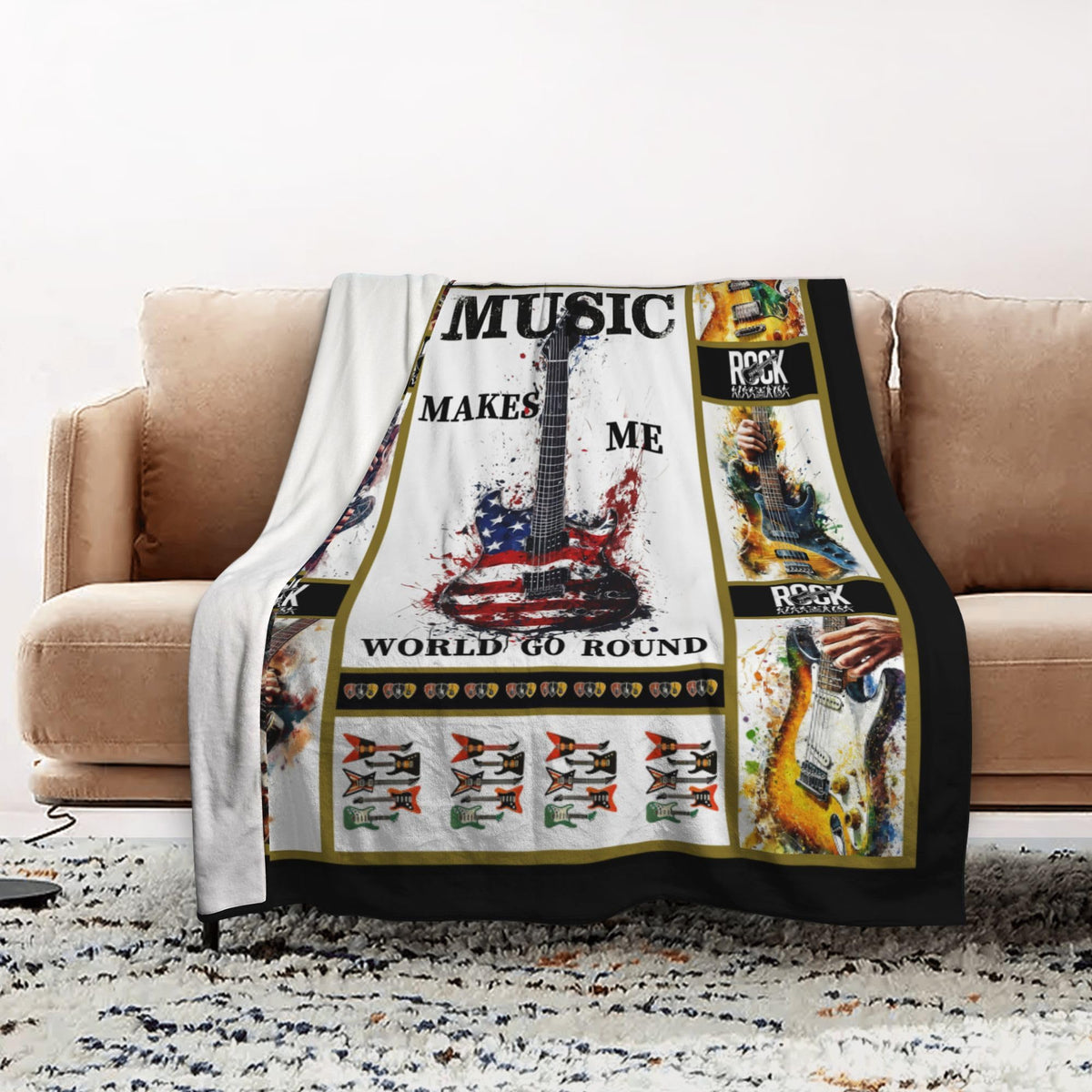 Guitar Fleece Blanket Musical Instrument Gifts Room Decor 50"x60" (Guitar / 50"X60")