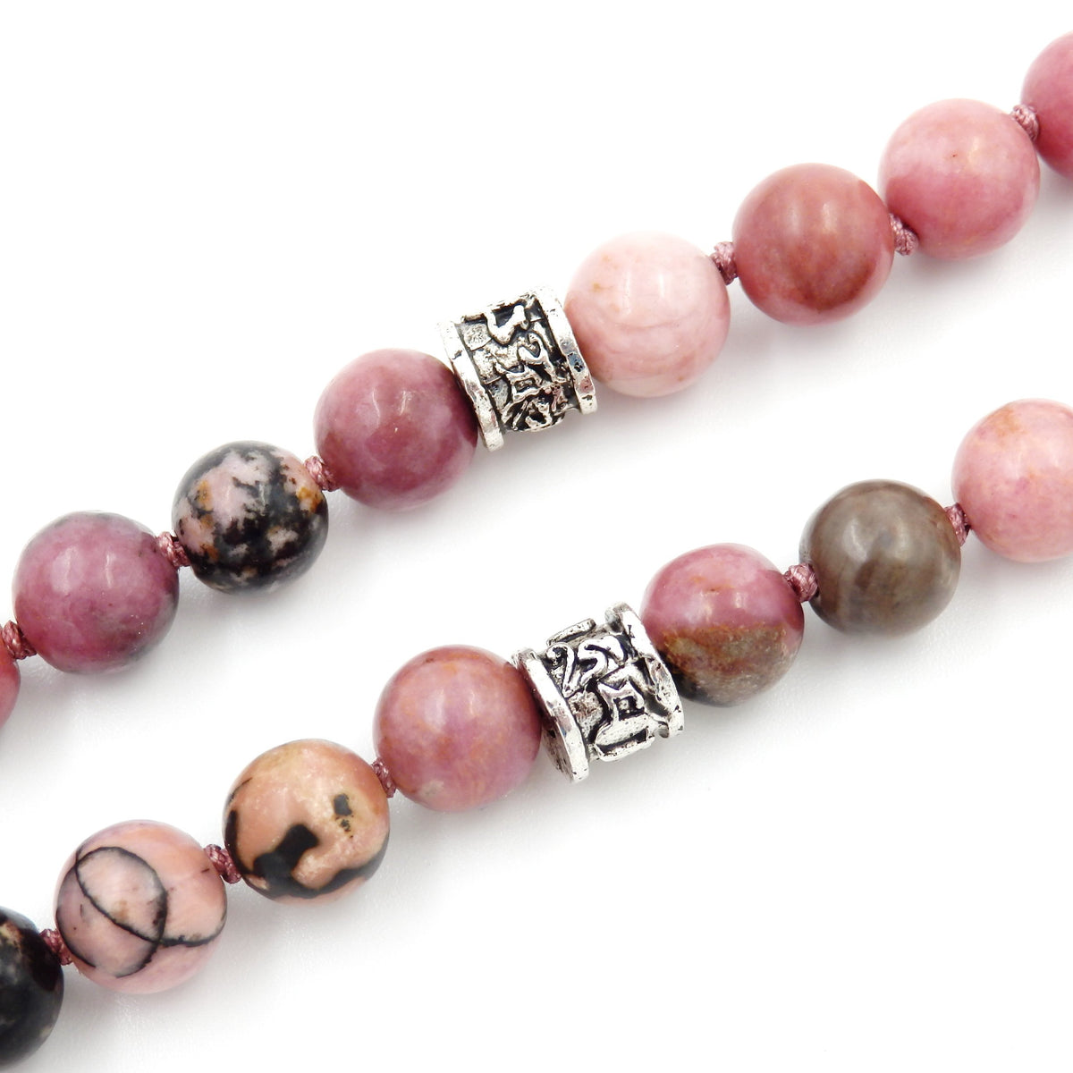 mala beads necklace for women man (rhodonite)