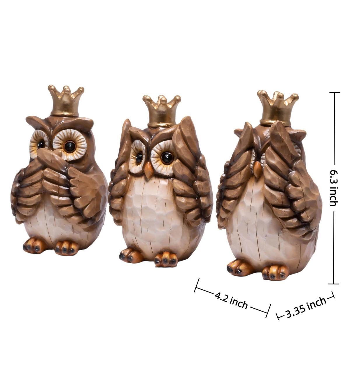 See No Evil Owl Figurines 3PCS (Three Wise Owl)