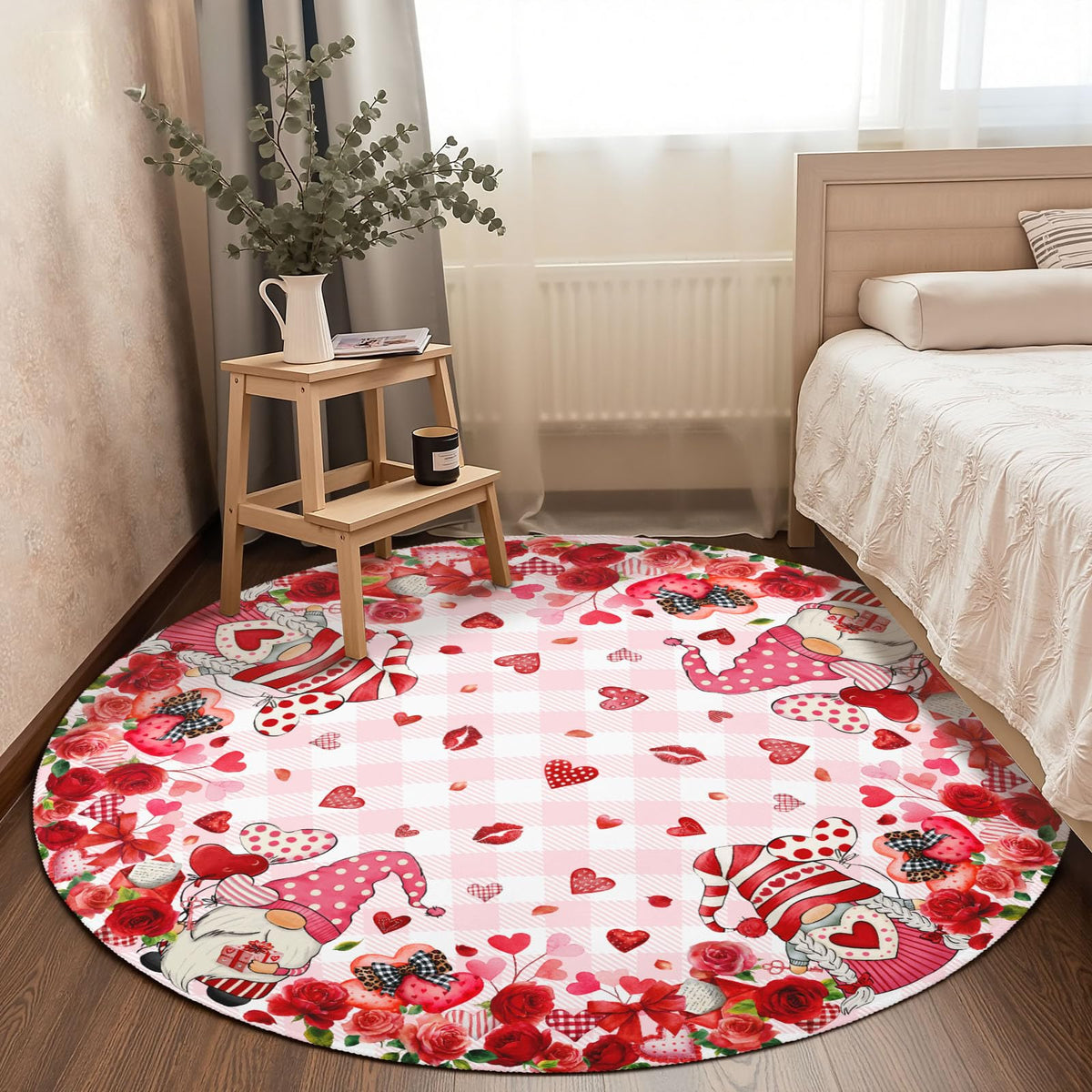 Valentines Day Round Area Rug 4ft (Love-valentines / 4' (Round))