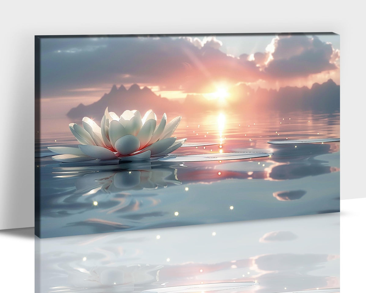 Zen Wall Art White Lotus Flower Canvas Art Prints for Spa Bathroom Decor (Zen Stones Canvas Frame-23 / 40"L x 28"W)