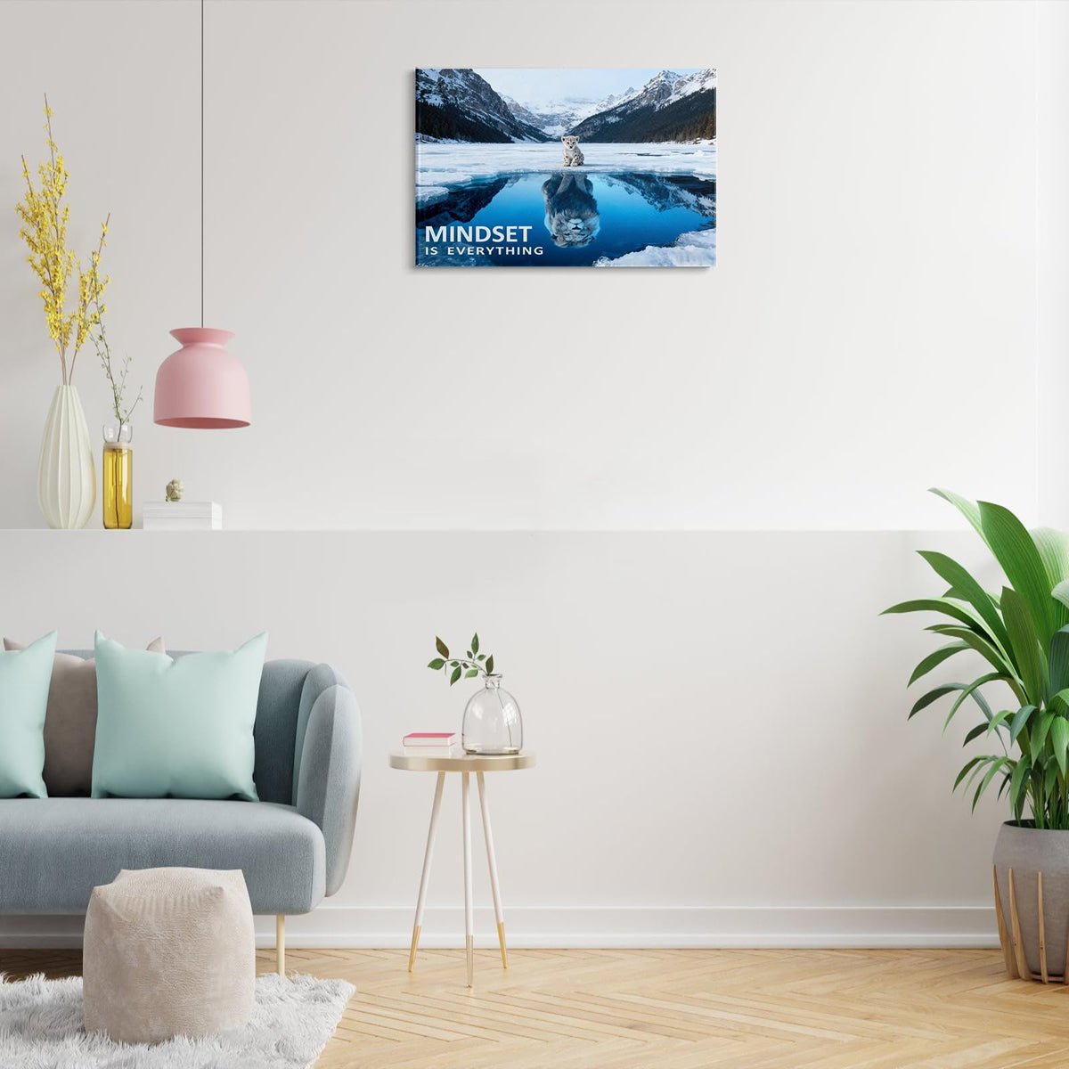 Inspirational Canvas Painting Mindset Is Everything Wall Art Lion Wall Art Mindset Motivational Animals Prints Poster for Bathroom (1p-South / 18L" x 24W")
