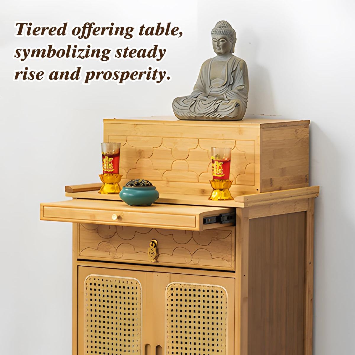 Bamboo Altar Table (19.7 / with Elevated Platform / Natural)
