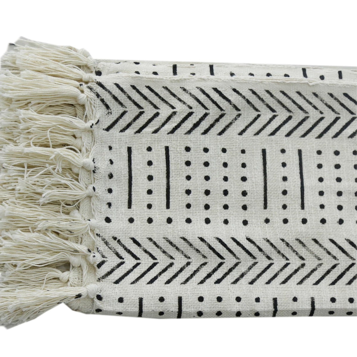 Cotton Mudcloth Throw Blanket (Off White / Snow (120 x 170 Cms))