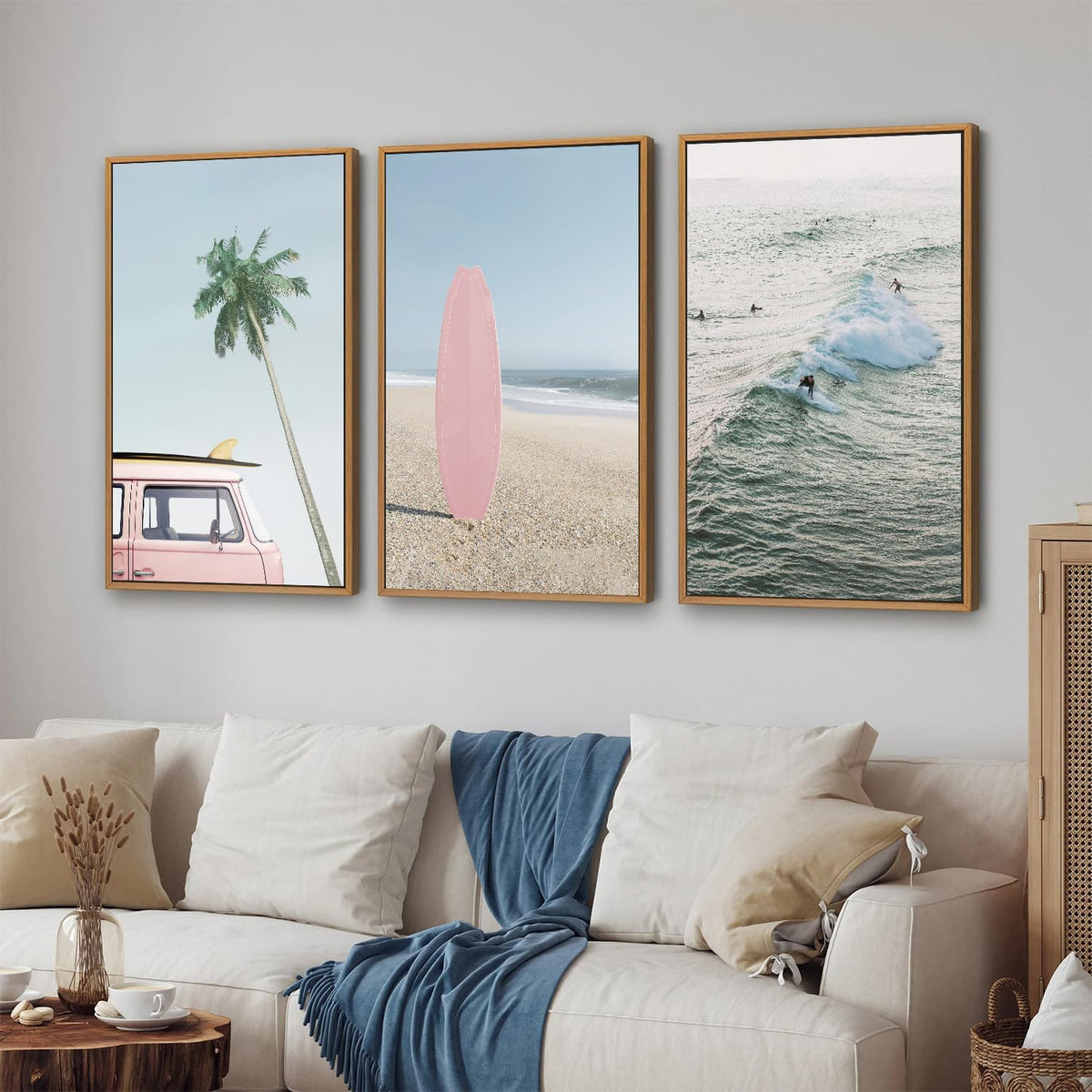 Large Ocean Beach Framed Canvas Wall Art (Ocean Beach / 36"L x 24"W)