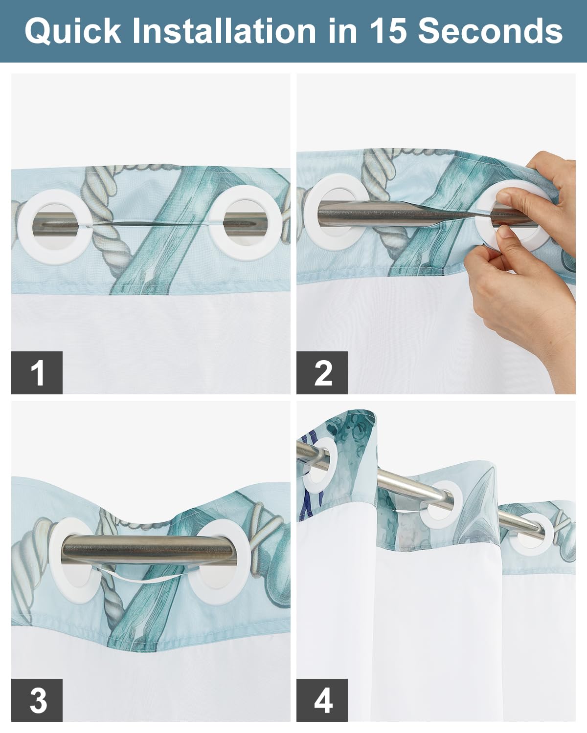 Ocean Sea Turtle Shower Curtain with Snap in Removable Liner (Turtle)