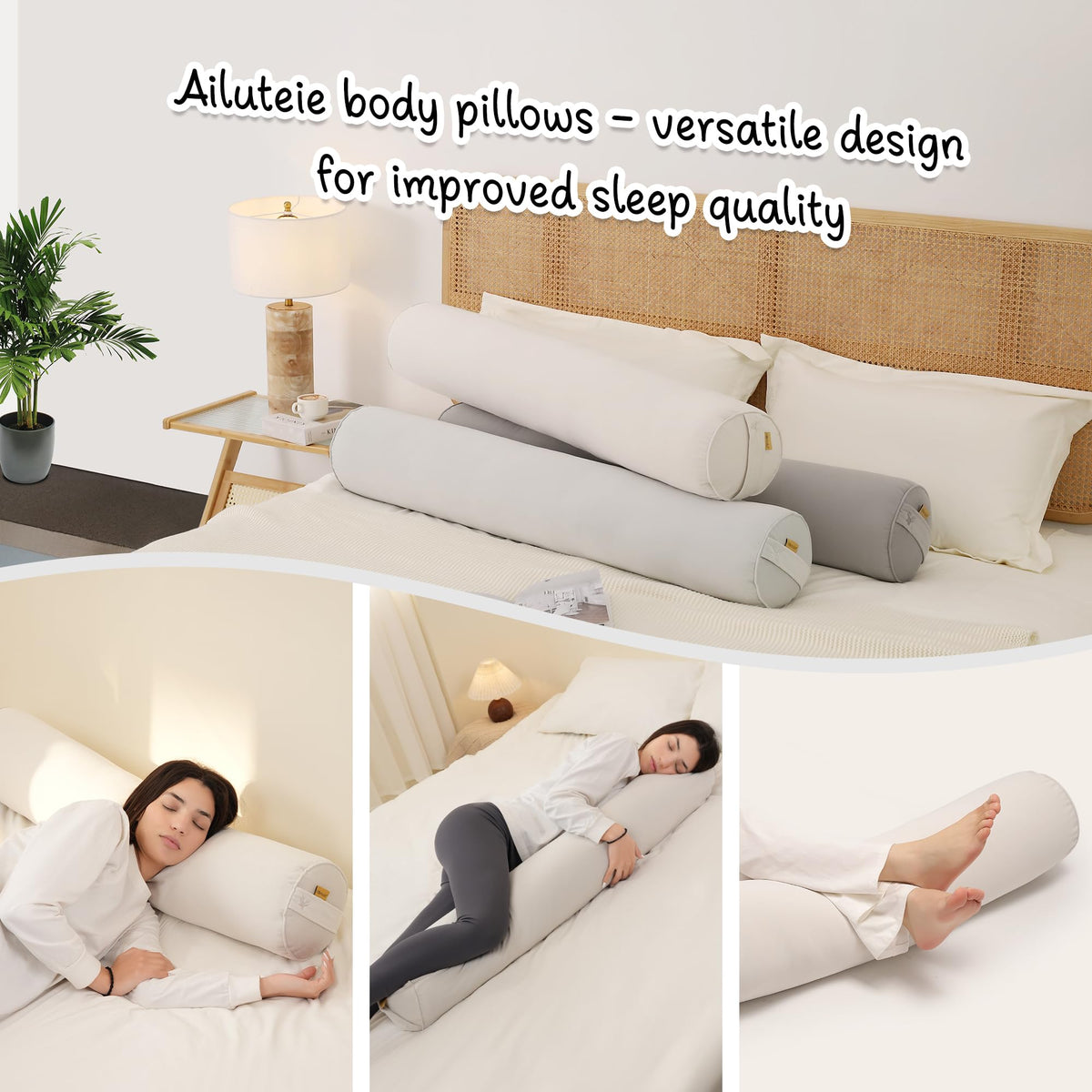 Body Pillow for Adults (Misty White / 59"*7.87")