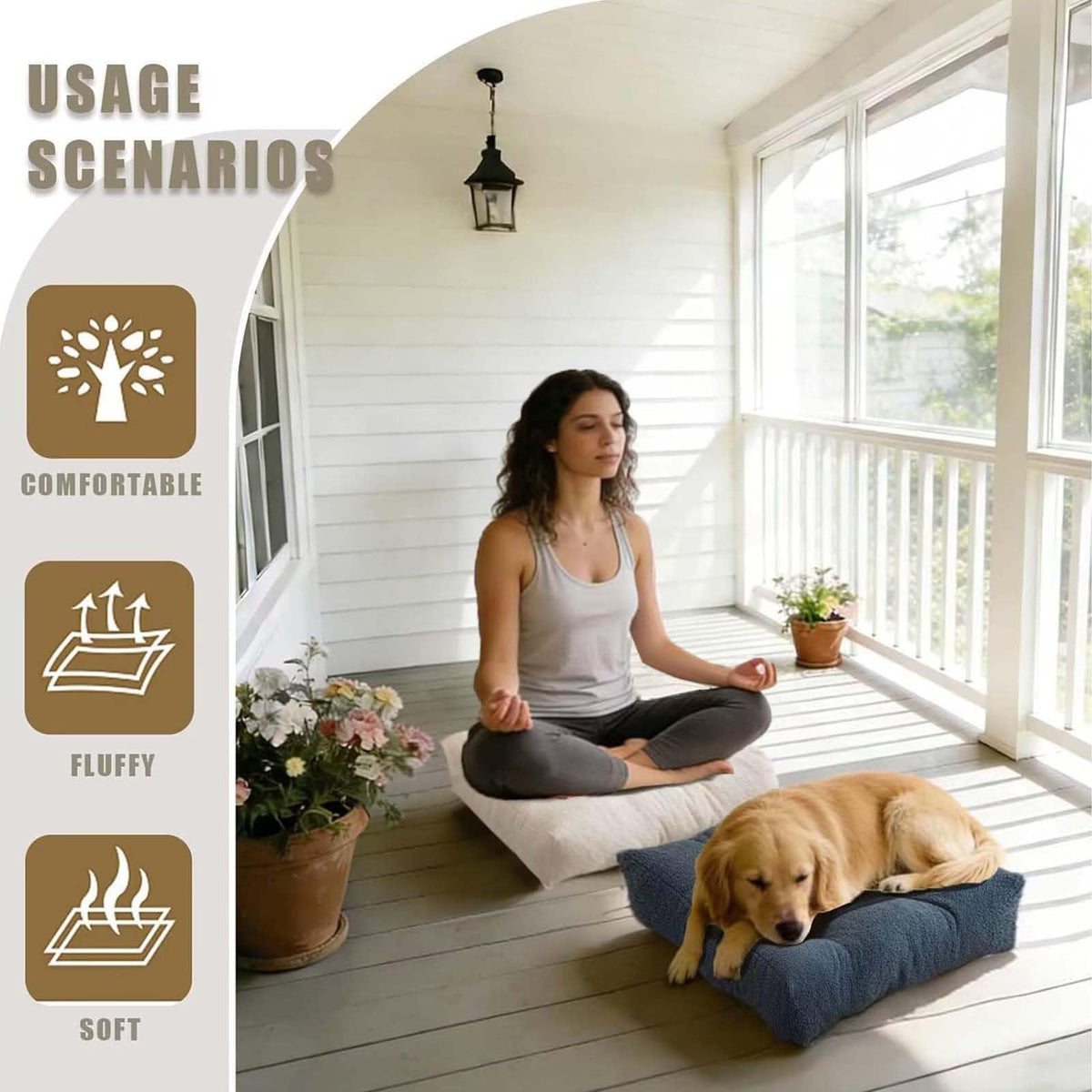 Large Meditation Pillow Set of 2 (Beige / 18×18in)