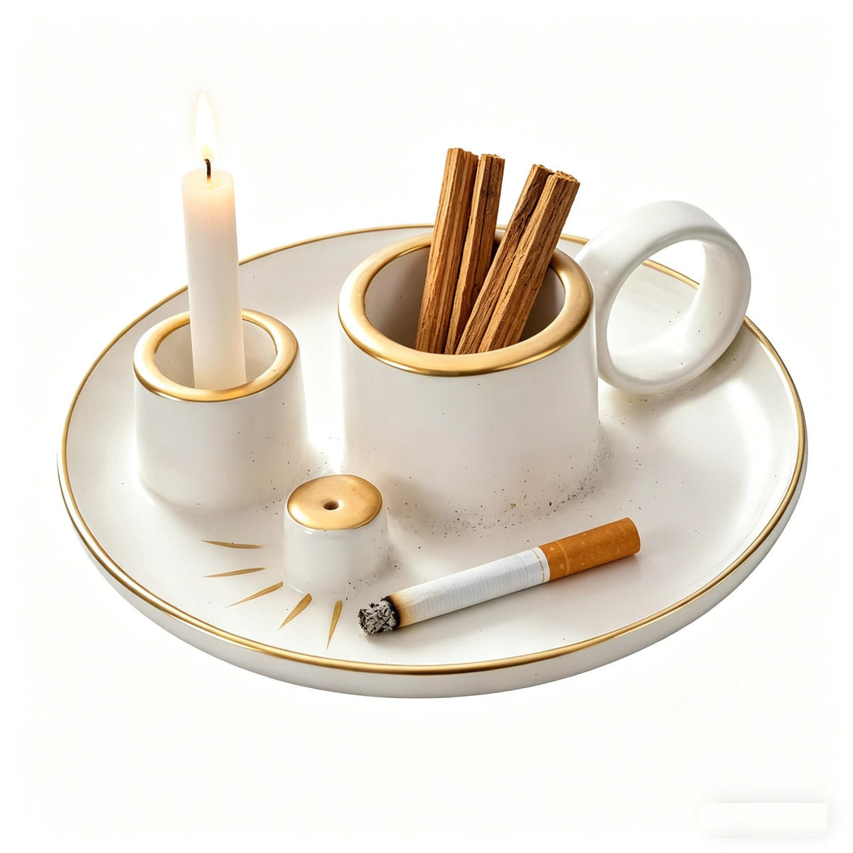 Multifunction Incense and Candle Holder for Burning Sage (A)