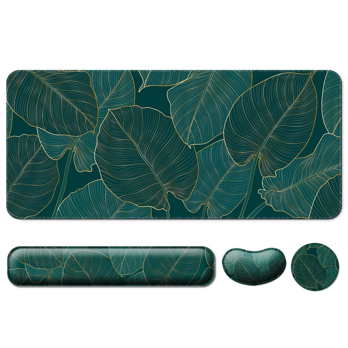 4 in 1 Mouse Pad and Keyboard Wrist Rest (B5-green Leaves)