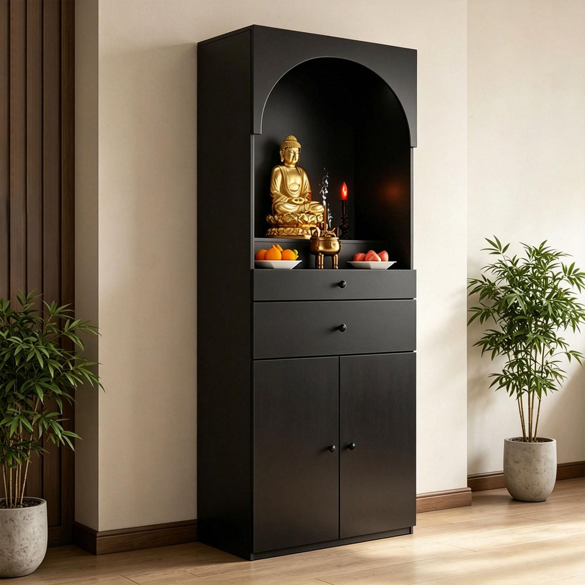 Altar Table Solid Wood (Black / 23.6×15.7×65.4in)