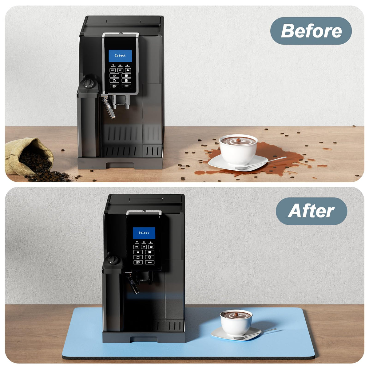 Coffee Mat 16" x 24" Coffee Bar Mats for Espresso Machine Station Accessories and Organizer (A-Sky Blue / 16" x 24")