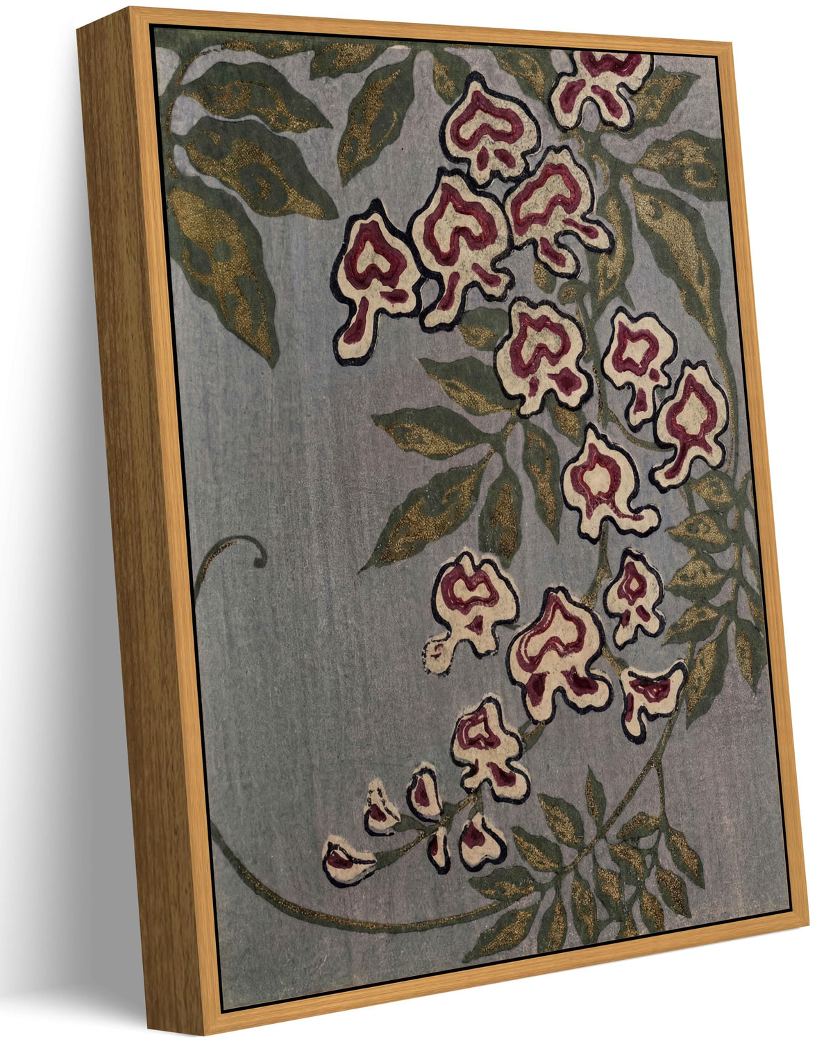 Floating Framed Japanese Wisteria Canvas Wall Art (Japanese Flower / 16"L x 12"W)