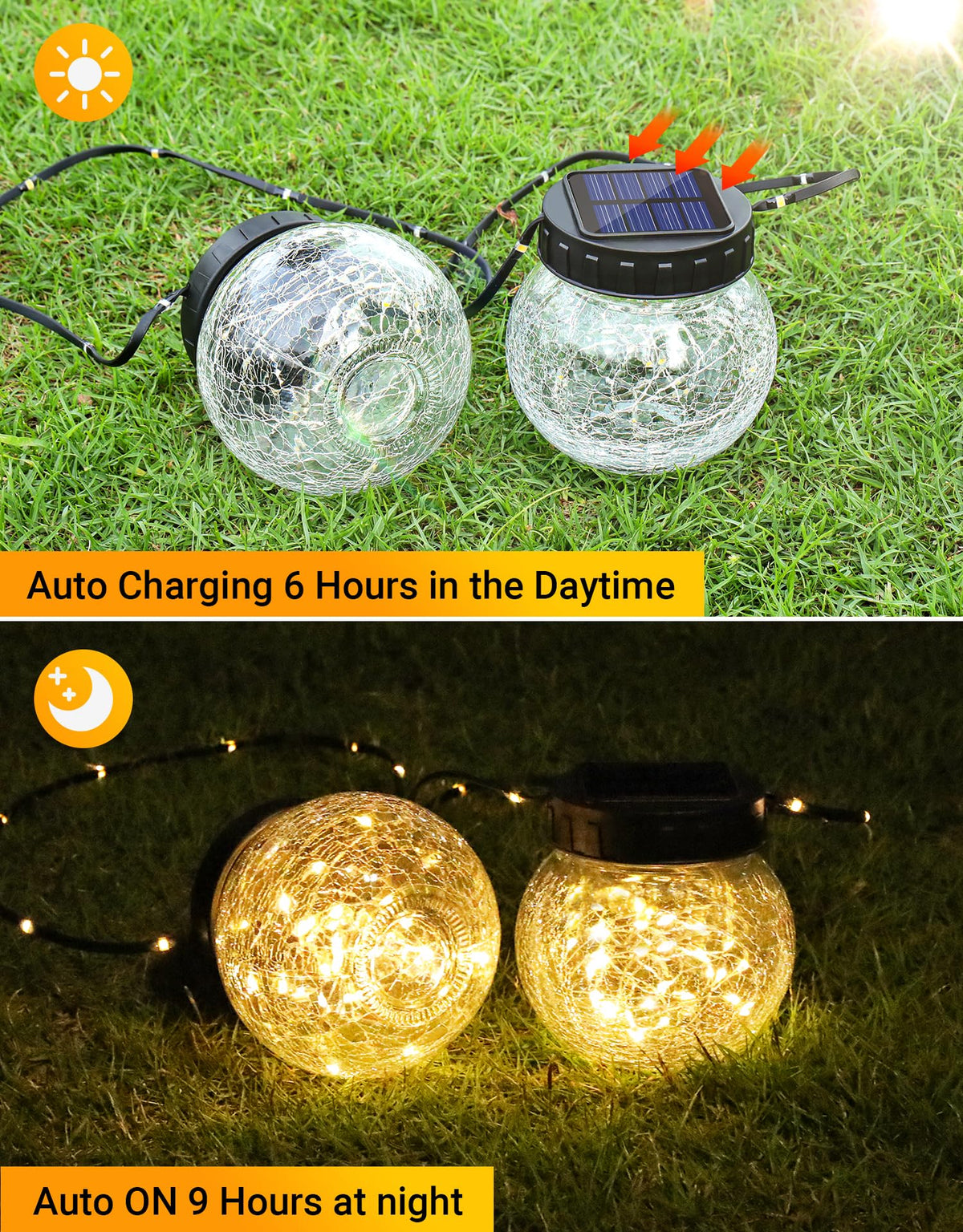 Solar Lanterns Solar Lights Outdoor Waterproof 18 (Black Cap Warm White Light / 18 Pack)