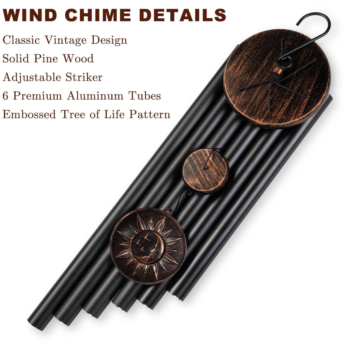 48" Large Wind Chimes for Outside (48" Sun Moon Star)