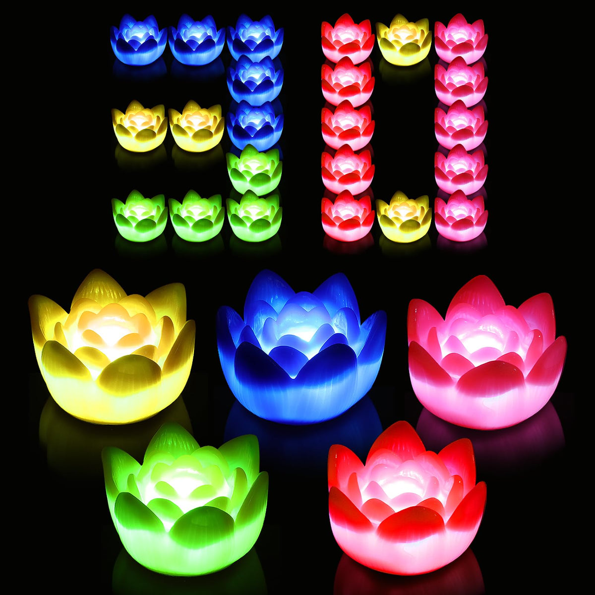 30 pcs Gradient Diwali Decorations Lotus Light