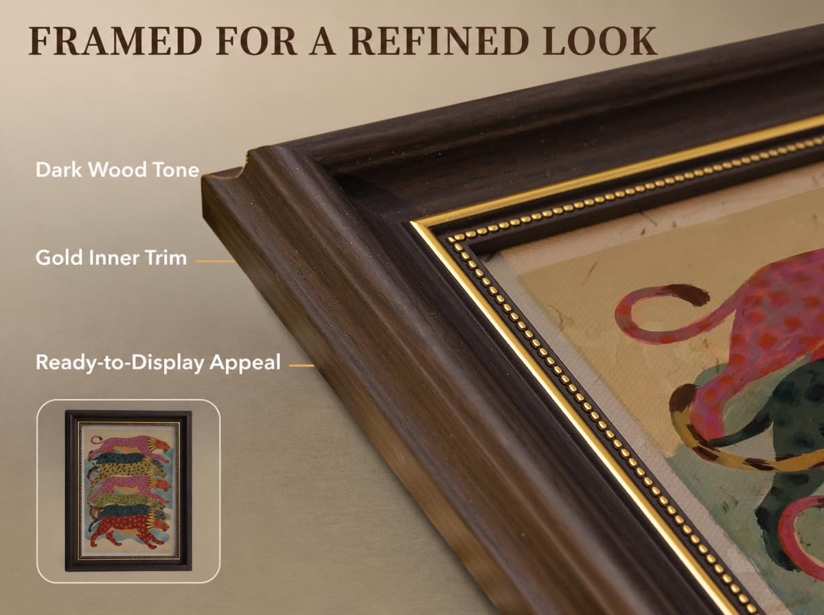 Framed Stacked Colorful Leopard Wall Art (Leopard / 16"L x 12"W)