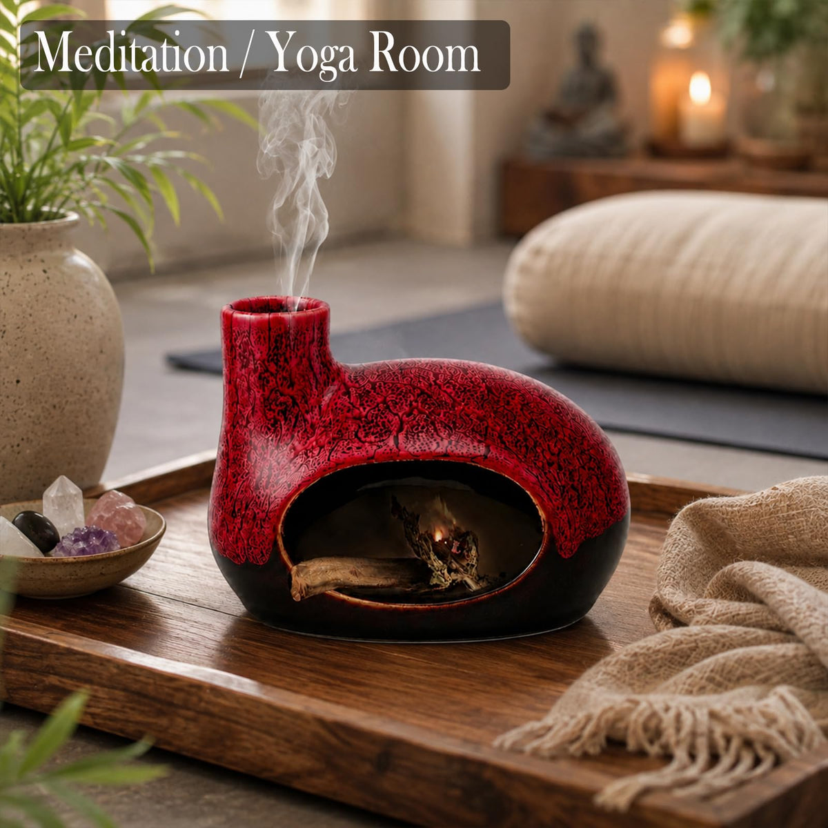 Handcrafted Ceramic Palo Santo Holder (Red)