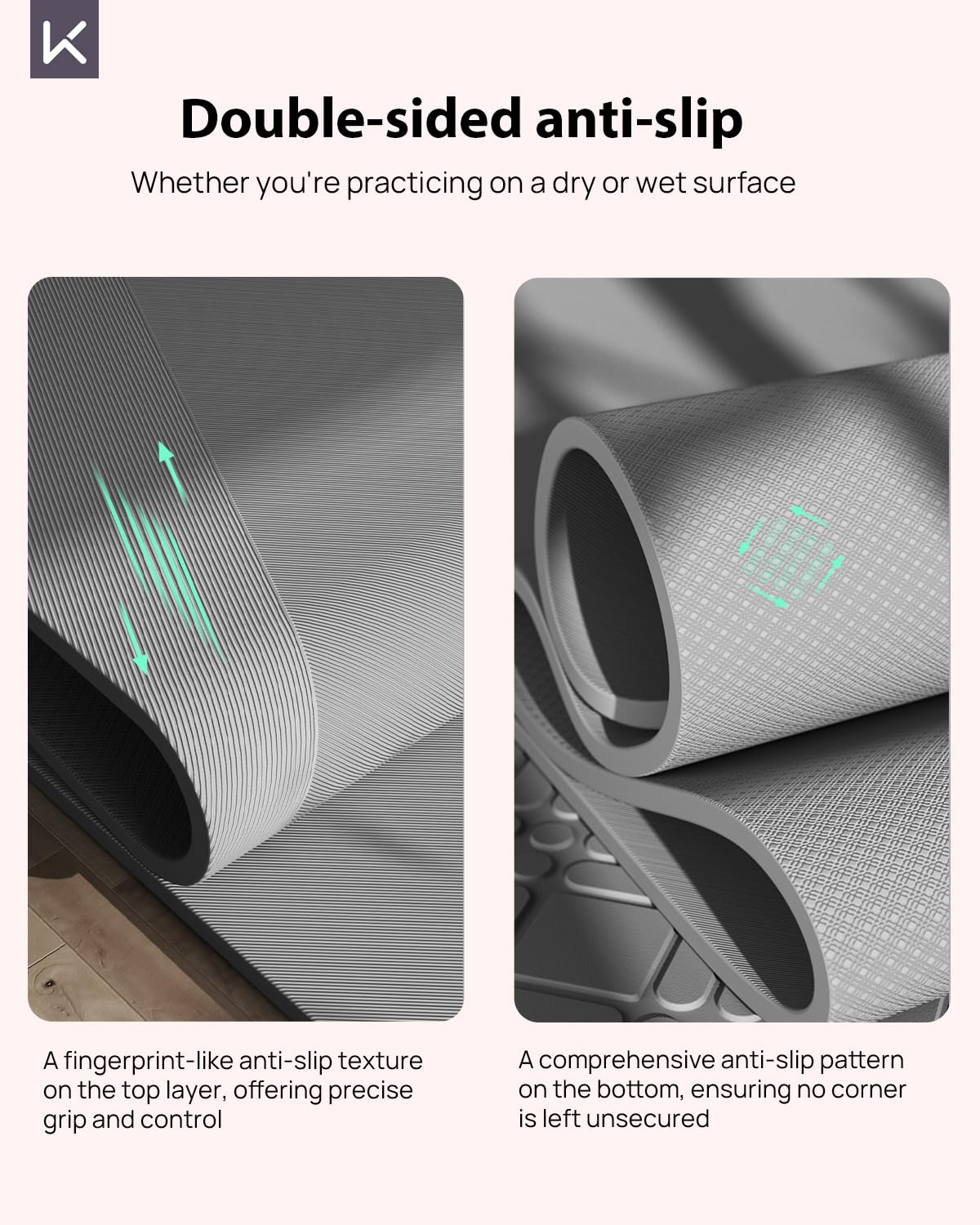 Non Slip Large Yoga Mat (Classic Grey)
