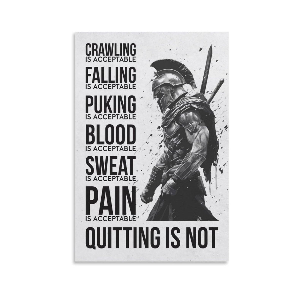 Spartan Warrior Motivational Poster Canvas Printing Wall Art Prints Wall Decor Posters Monochrome Gym Quote Fitness Discipline Bedroom Office Living Room Inspiration 08x12inch (style-15 / 08x12inch(20x30cm) Unframe)