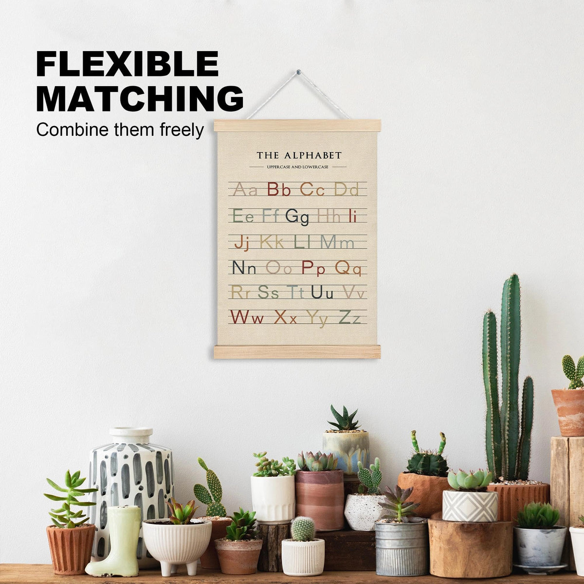 Boho Alphabet Classroom Wall Art Hanging Poster 12x16 (Alphabet-1)