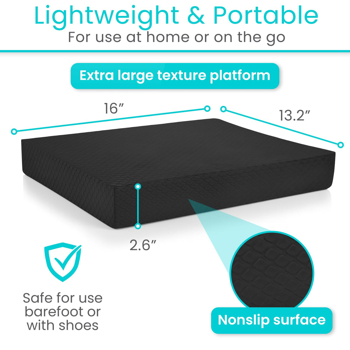 Balance Pad Foam Board Yoga Mat Block for Physical Therapy (Midnight Black)
