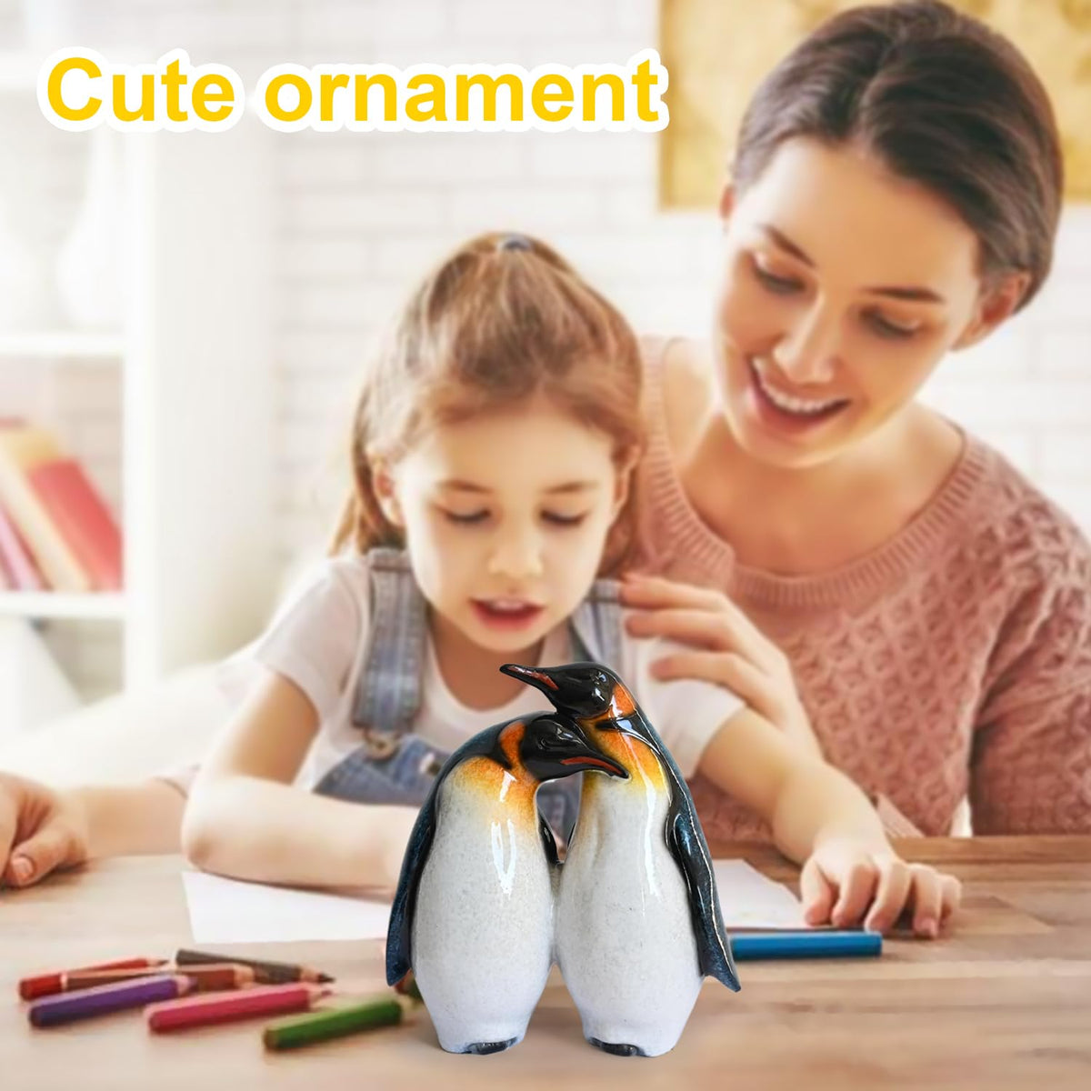 Cute Penguin Couple Lovers Penguin Figurines Statue Desk Decor Home Decor (Sapphire Penguin Lovers)