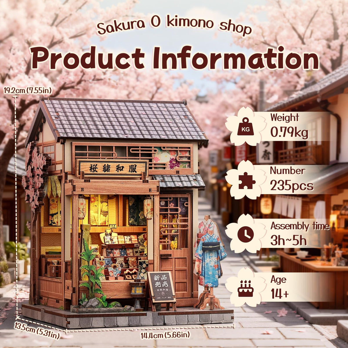 Japanese Book Nook Kit Miniature Store (Sakura O Kimono Shop)