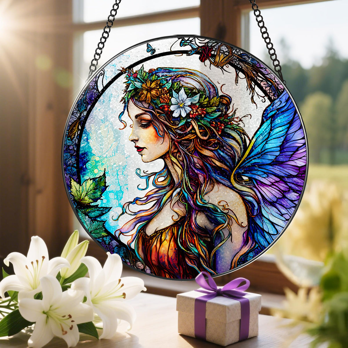Stained Glass Window Hanging (Fairy)