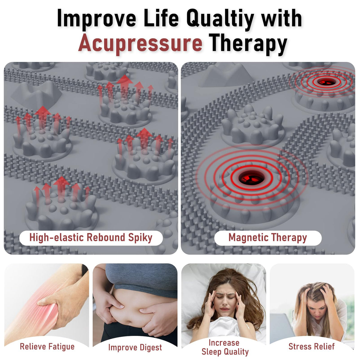 Foot Massage Acupuncture Mat (30x17.7" Grey)