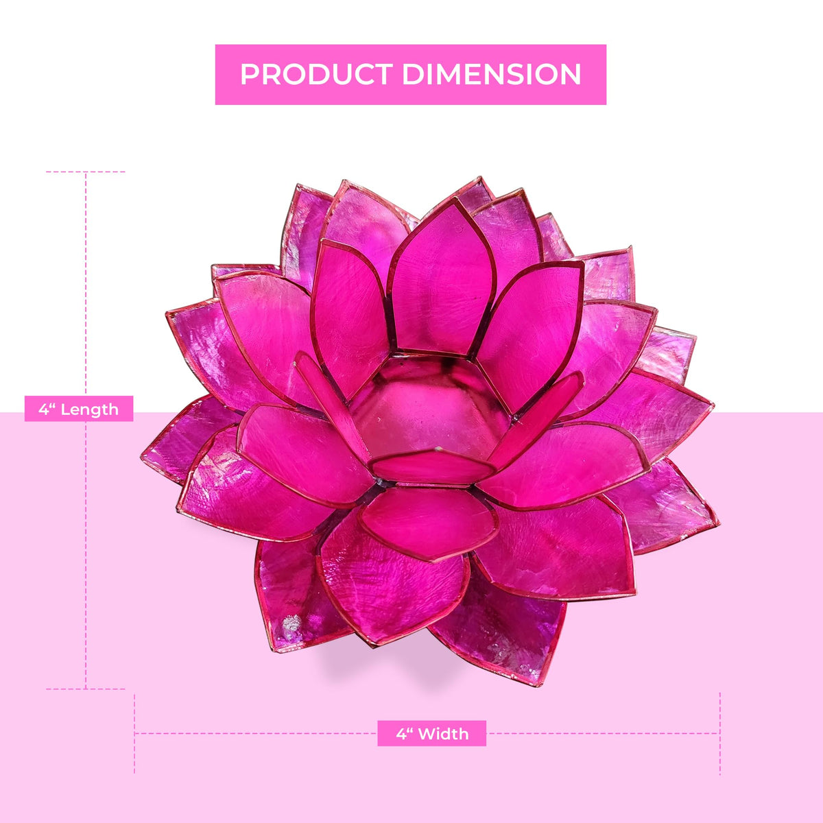 Moonshadow Handmade Capiz Shell Lotus Tea Light Holder (Pink)