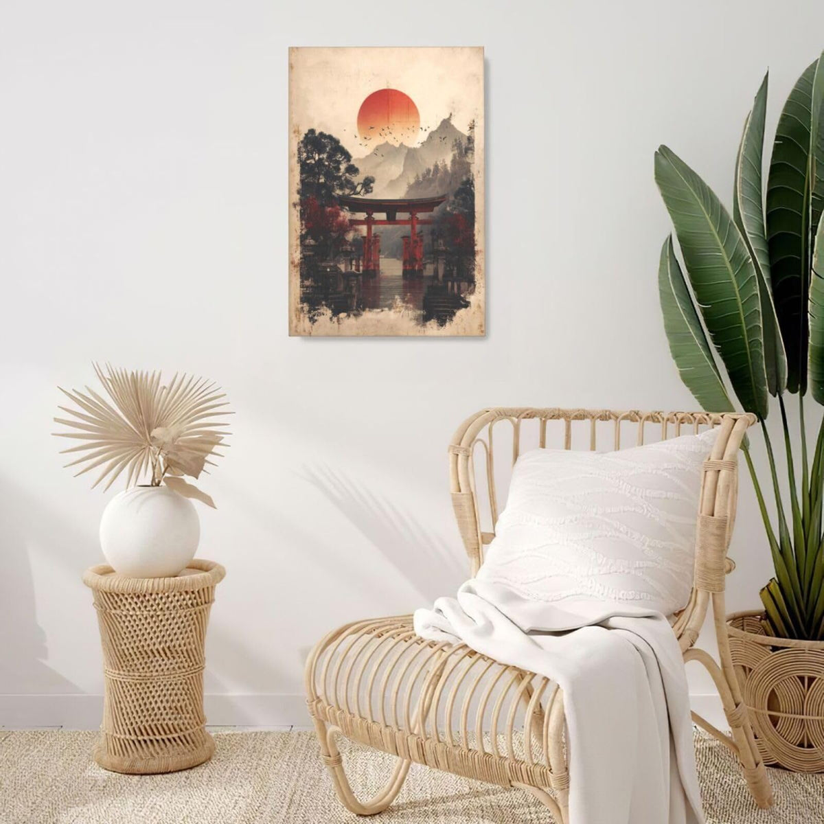 Japanese Shrine Wall Art Oriental Asian Wall Decor Japan Traditional Canvas Pictures Chinese Aesthetic Paintings Prints China Artwork Framed Decorations For Bedroom Living Room Office Gifts 16" x 24" (Shrine / 24"L x 16"W)
