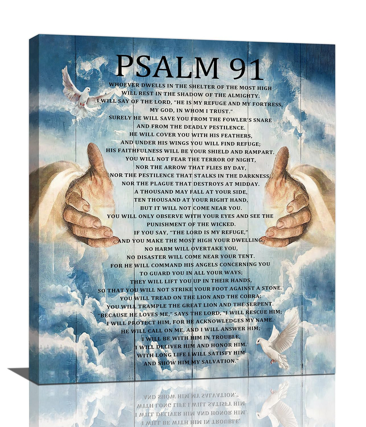 Psalm 91 Wall Art Psalms 91 Pictures Wall Decor Christian Canvas Prints Bible Verse Decorations Painting Framed Artwork Office Home Church Decor For Bathroom Prayer Dining Living Room 20"x24" (Psalm 91 / 20"L x 24"W)