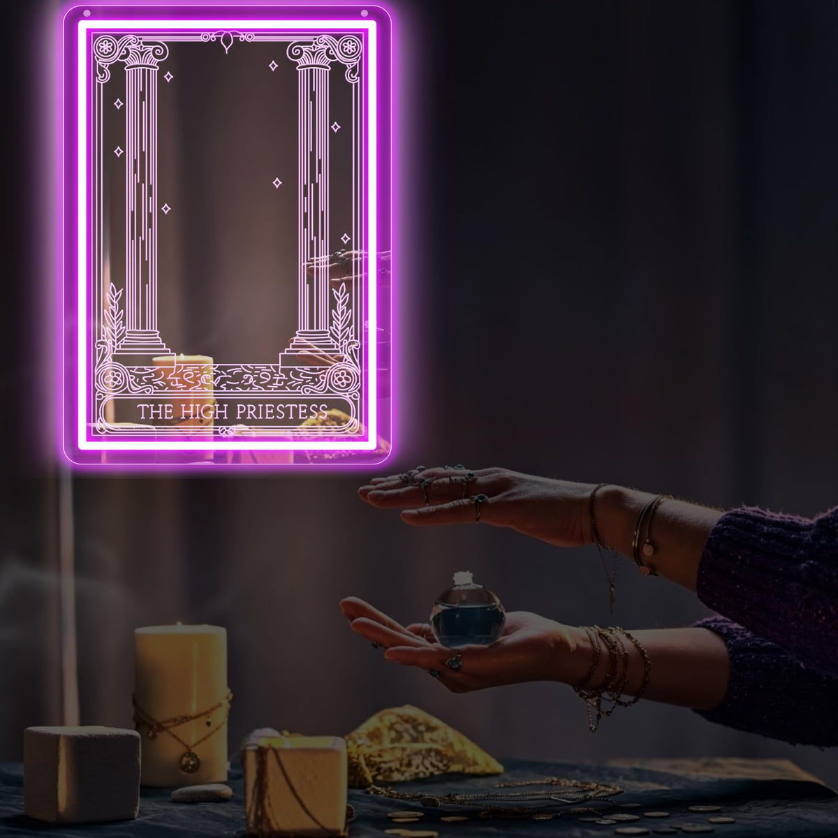 High Priestess Mirror Neon Sign for Tarot Reading Room (Priestess Mirror)
