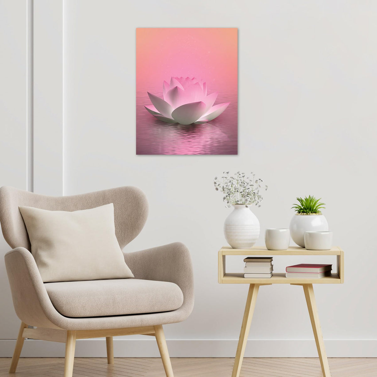 Pink Water Lily Wall Art (Pink and Purple / 20"L x 16"W)