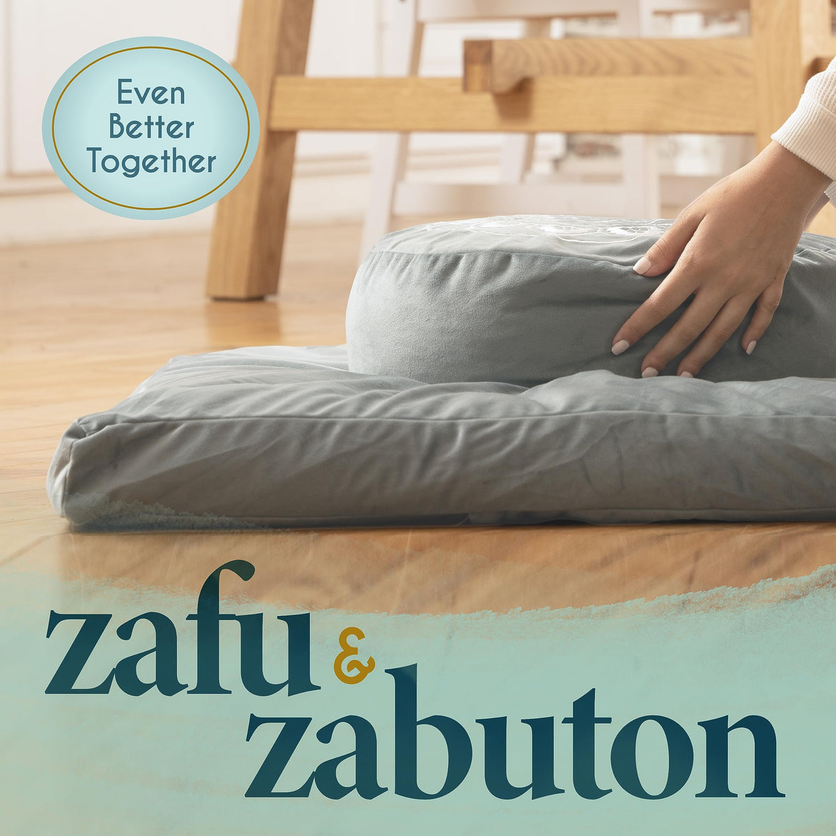 Zabuton Meditation Mat Velvet Floor Cushion Cotton Insert Yoga Mat (Grey Cushion)