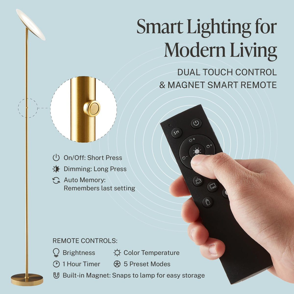 LED Torchiere Floor Lamp (Gold)