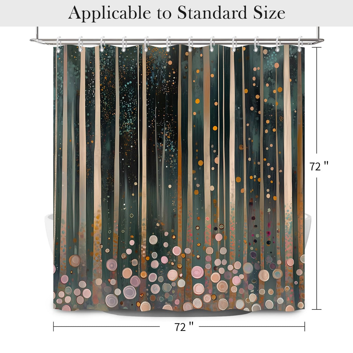 Gustav Klimt Inspired Abstract Woodland Shower Curtain with Hooks (Whimsical / 72"W x 72"L (Pack of 1))