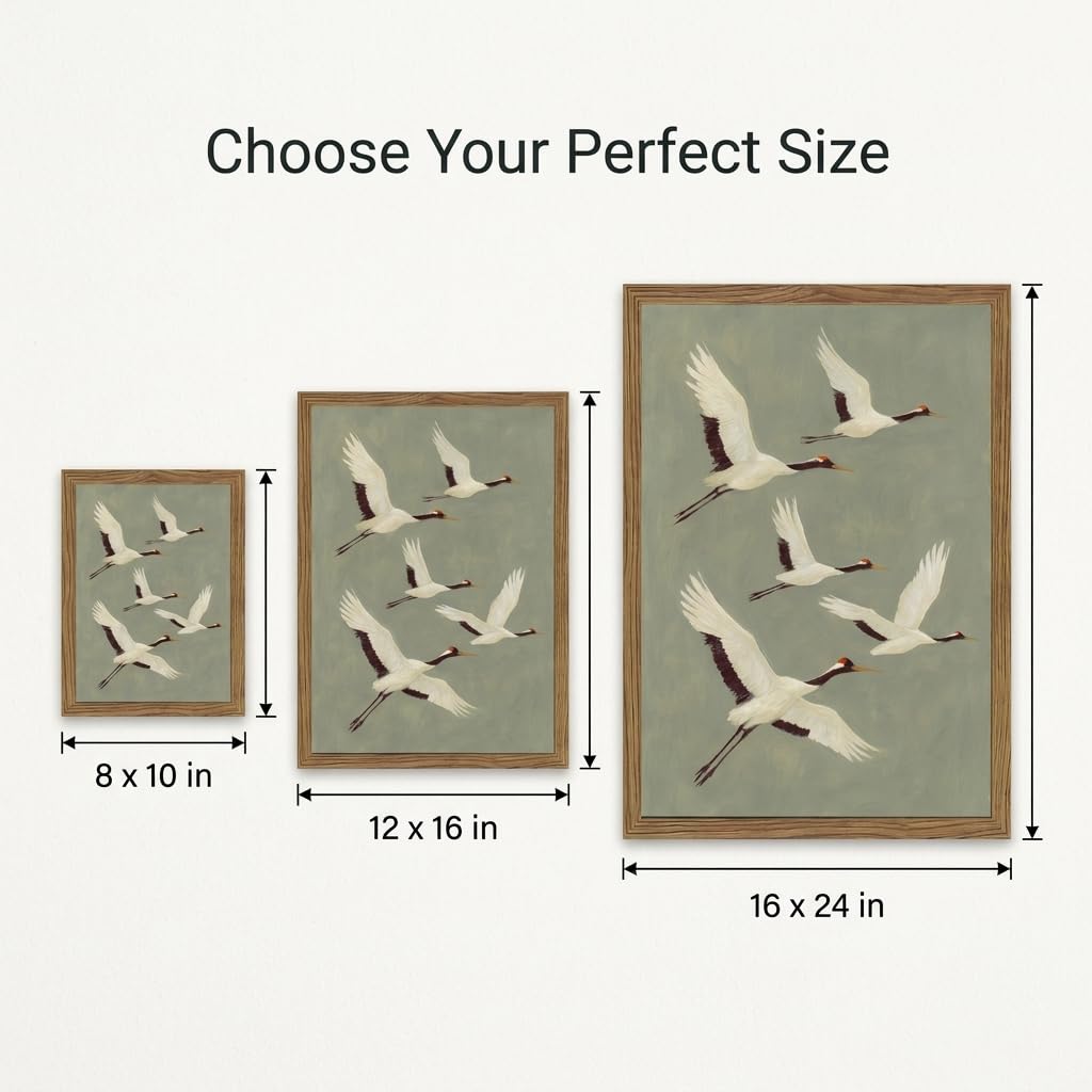 Framed Crane Bird Wall Art (Crowned Crane / 8"L x 10"W)